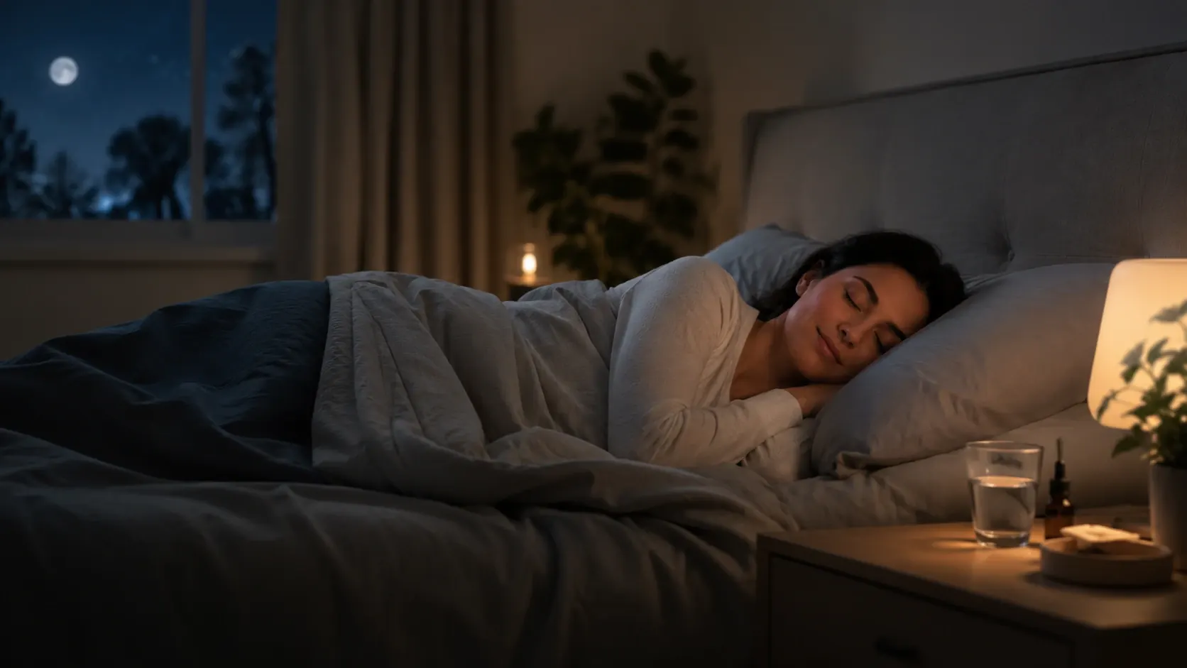 Dark bedroom and quiet phone setup for protecting sleep architecture and recovery