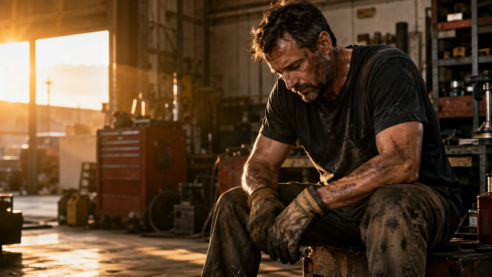 Worker sitting after a long shift showing the need for recovery from physical labor